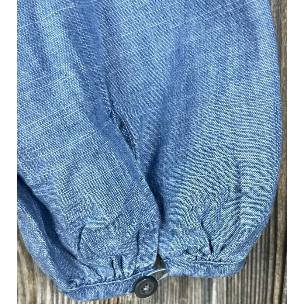 J. Crew Chambray Ruffle Square Neck Blouse XS Beach Coastal Romantic Cottagecore